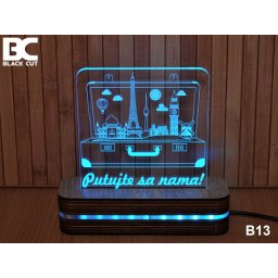 Black Cut 3D Lampa jednobojna - Putujte sa nama ( B13 )