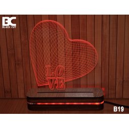 Black Cut 3D Lampa jednobojna - Love ( B19 )