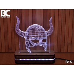 Black Cut 3D Lampa sa 9 različitih boja i daljinskim upravljačem - Helmet ( B15 )