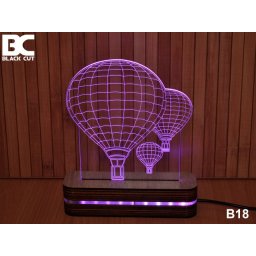 Black Cut 3D Lampa sa 8 različitih boja i daljinskim upravljačem - Cepelin ( B18 )