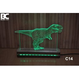 Black Cut 3D Lampa sa 9 različitih boja i daljinskim upravljačem - Tiranosaurus ( C14 )