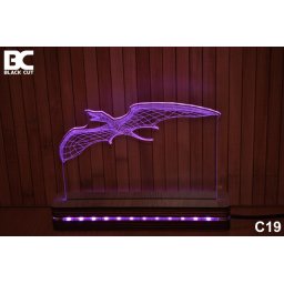Black Cut 3D Lampa sa 9 različitih boja i daljinskim upravljačem - Pterosaurus ( C19 )
