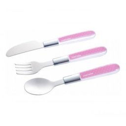 Canpol pribor - metalni set nož, viljuška i kašika 9/477 - pink ( 9/477_pin )