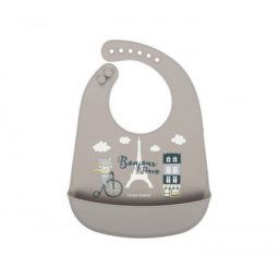 Canpol babies silikonska portikla sa džepom bonjour paris navy beige 74/027 ( 74/027_bei )