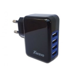 Xwave USB zidni punjač za mobilne, tablete, 4 x USB, 5V/4A, Crna ( Xwave H44 )