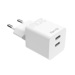 Celly glava punjača sa 2 USB-C ulaza od 20W ( TC2USBC20WWH )