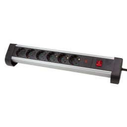 LogiLink produžni kabl sa prenaponskom zaštitom 6 mesta, prekidač, stalak, 1.4m, aluminium ( 5115 )
