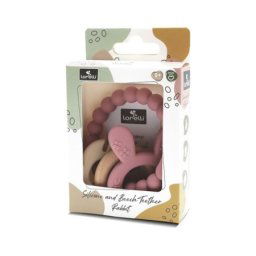 Lorelli silikonsko drvena glodalica za bebe rabbit - natural deep pink ( 10210850002 )