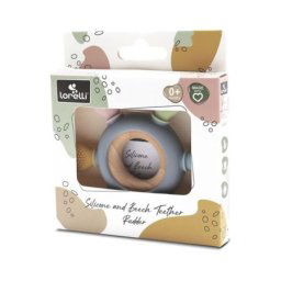 Lorelli silikonsko drvena glodalica za bebe ruder - natural grey ( 10210900003 )