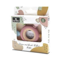 Lorelli silikonsko drvena glodalica za bebe rudder - natural deep pink ( 10210900002 )