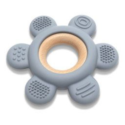 Lorelli silikonsko drvena glodalica za bebe flower - natural grey ( 10210890003 )