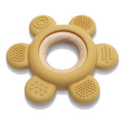 Lorelli silikonsko drvena glodalica za bebe flower - natural yellow ( 10210890001 )