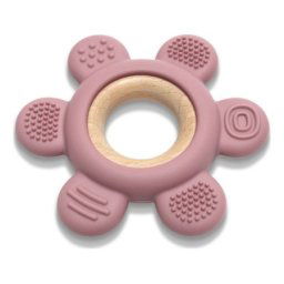 Lorelli silikonsko drvena glodalica za bebe flower - natural deep pink ( 10210890002 )