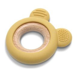 Lorelli silikonsko drvena glodalica za bebe bear - natural yellow ( 10210910001 )