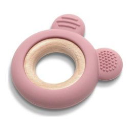 Lorelli silikonsko drvena glodalica za bebe bear - natural deep pink ( 10210910002 )