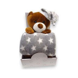 Bbo b200003 set igračka + ćebence sleeping bear - grey ( B200003-2 )