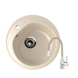 SET: Granitna sudopera Ulgran U101 BEŽ u kombinaciji sa flexy BEŽ slavinom