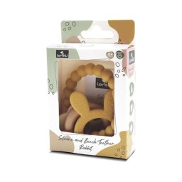 LORELLI SILIKONSKO DRVENA GLODALICA ZA BEBE RABBIT NATURAL - YELLOW