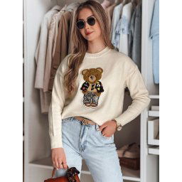 Sweter damski one size oversize z misiem SWEETTED biały Dstreet