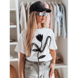 T-shirt damskie oversize z efektem 3D PETINIA biała Dstreet