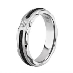 Ženski lotus style steel rings sajla crni prsten od hirurškog Čelika 54 ( ls1435-3/114 )