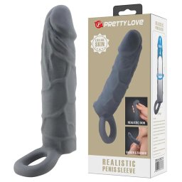 Crna navlaka za penis 18cm Realistic Penis Sleeve
