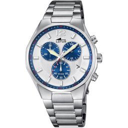 Muški lotus chrono hronograf belo plavi sportski ručni sat sa metalnim kaišem ( 10125/5 )