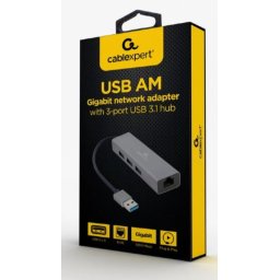 GEMBIRD A-AMU3-LAN-01 Gembird USB AM Gigabit network adapter with 3-port USB 3.0 hub