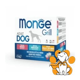 Monge Grill MultiBox, Beef, Codfish, Chicken&Turkey 12x100g, Sosići Za Pse