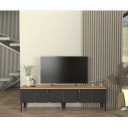 Pedro tv komoda antracit-hrast ( 0000402 )