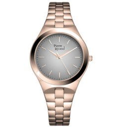 Pierre ricaud ženski quartz sivi roze zlatni elegantni ručni sat sa metalnim kaišem ( p22054.9117q )