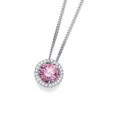 Oliver weber triumph 925ag purple srebrni lančić sa rozim swarovski kristalnim priveskom ( 61138.ros )