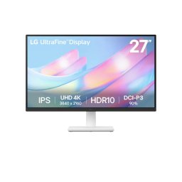 LG 27UP650K-W 27” UltraFine IPS 4K UHD 3840x2160@60Hz, 16:9, 1200:1, 320 cd/m², 5ms, 178º/178º, HDR 10, DisplayHDR 400, 2 HDMI, 1 DP, Height, Pivot, Tilt, VESA 100x100mm, Black/silver, 3yw