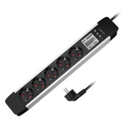 Logilink produžni kabl 5 mesta, LCD displej potrošnje, aluminijum ( 5714 )