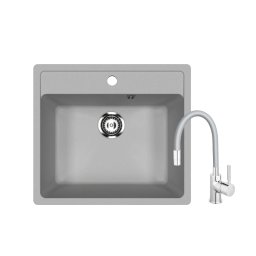 Set Ulgran U104 siva granitna sudopera (56x50cm) sa sivom Flexy slavinom