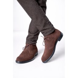 Braon velur poluduboke muške cipele od kože
