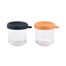 BEABA set od 2 staklene posude 2x250 ml, Night blue/Honey