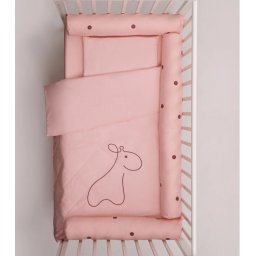 Bebi posteljina sa ogradicom od pamucnog satena ( 588-roze )