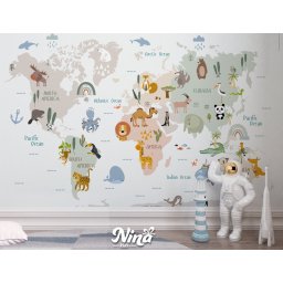 Foto tapeta Mala Mapa Sveta Životinjskog Sveta t004
