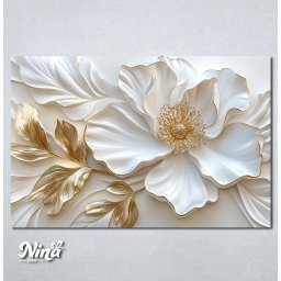 Slike na platnu 3d Beli cvet sa zlatnim listovima Nina626_P