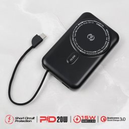 Power bank prenosiva baterija Oxpower PDW12 12000mAh 3u1 magnetic crna