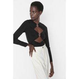 Trendyol Black Window/Cut Out Detailed Accessory Snaps Body