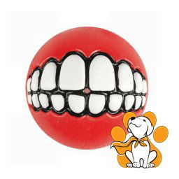 Rogz Grinz Fetch Ball M, Zabavna Lopta Za Pse, Crvena