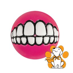 Rogz Grinz Fetch Ball S Igračka Za Pse, Roze Lopta Sa Zubima