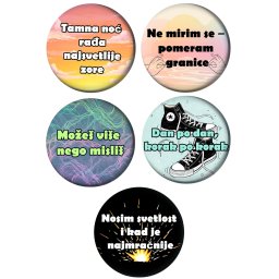Motivacioni bedževi 58mm (Paket set 5 kom)