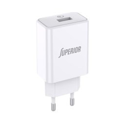 PUNJAČ BEZ KABLA SUPERIOR SU-P101 FAST 18W 3A BELI USB-A P1215 *TH *SR