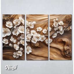 Slike na platnu Beli cvetovi na drvenoj podlozi Nina629_3