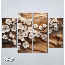 Slike na platnu Beli cvetovi na drvenoj podlozi Nina629_4