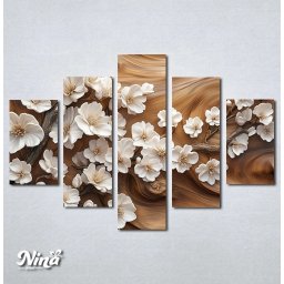 Slike na platnu Beli cvetovi na drvenoj podlozi Nina629_5