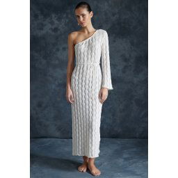 Trendyol Beige Belted Bodycon Knitwear Look One Shoulder Beach Dress